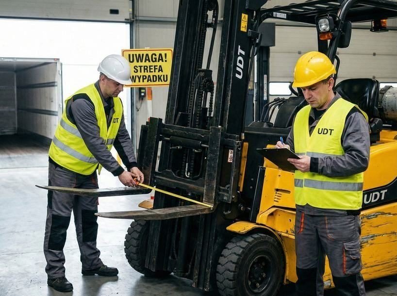 Specjalista przeprowadzający przegląd specjalny maszyny UTB po zdarzeniu wypadkowym